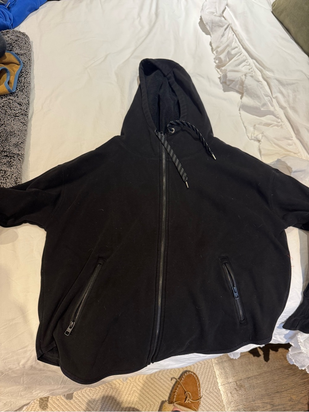 Athleta Black Hooded Zip-Up Jacket